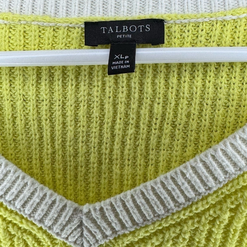 Talbots Yellow Ribbed V-Neck Sweater - Picture 4 of 4